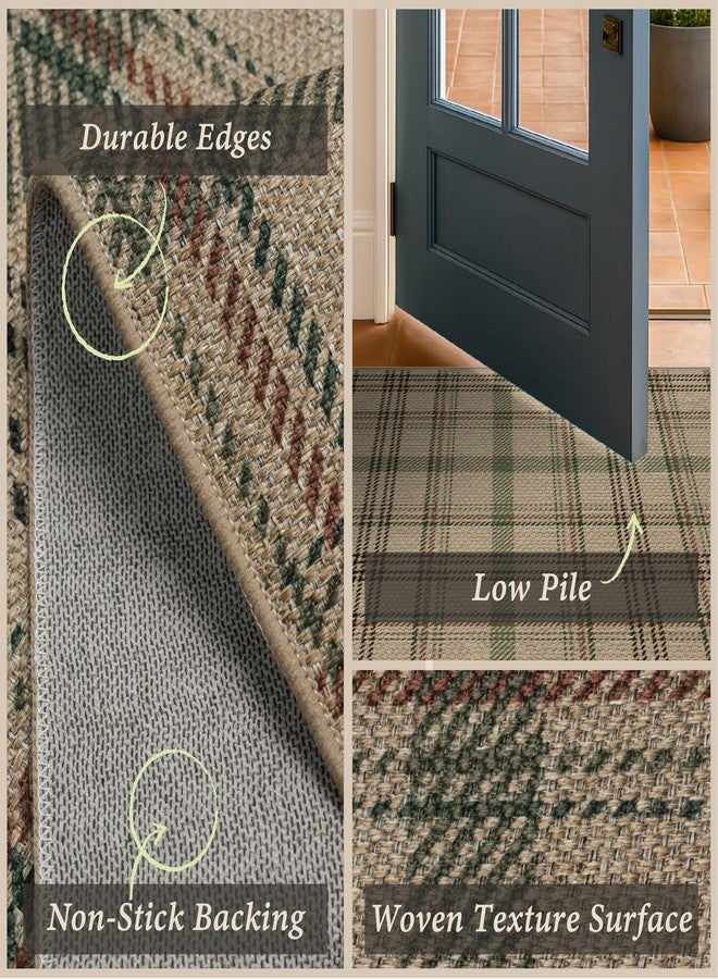 JTJ 2x6 Kitchen Runner Washable - Easy Jute Entryway Rug, Non Slip Farmhouse Decor for Bedroom Bedside, Laundry Room, Bathroom, Beige & Sage Holiday - Image 3