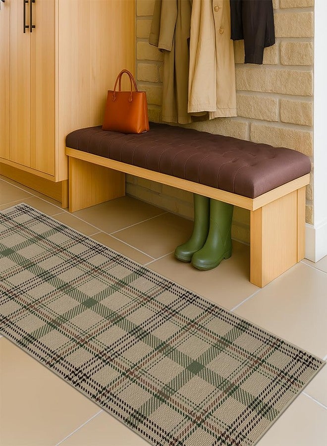 JTJ 2x6 Kitchen Runner Washable - Easy Jute Entryway Rug, Non Slip Farmhouse Decor for Bedroom Bedside, Laundry Room, Bathroom, Beige & Sage Holiday - Image 4