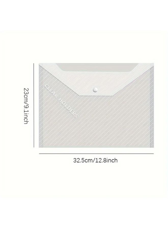 Transparent A4 Plastic Document Bag with Snap Button 2pcs for Office File Storage Students - Image 2