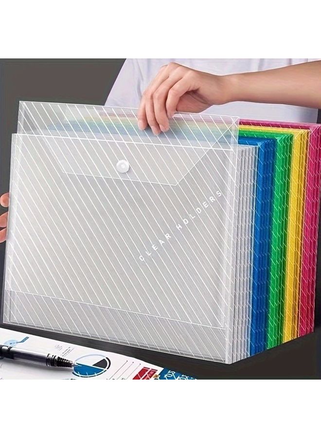 Transparent A4 Plastic Document Bag with Snap Button 2pcs for Office File Storage Students - Image 5