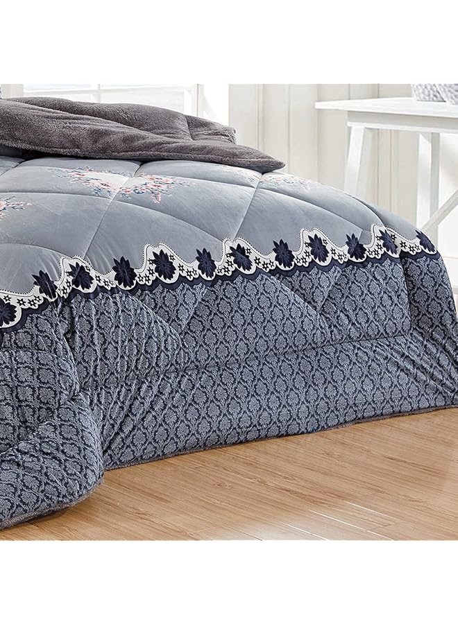 إيروريكس طقم لحاف فرو مخملي شتوي دافئ وناعم مقاس مفرد 160 - Image 4