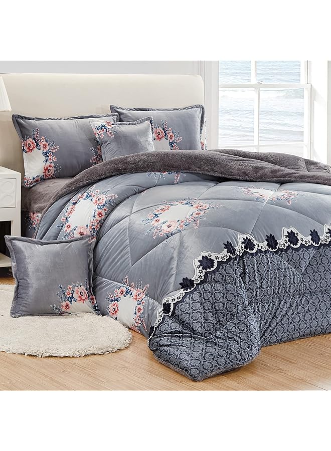 إيروريكس طقم لحاف فرو مخملي شتوي دافئ وناعم مقاس مفرد 160 - Image 2