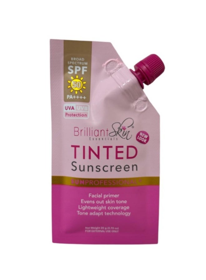 Brilliant Skin Tinted Sunscreen SPF 50 PA+++ 20g – UVA UVB Protection with Hydrating Facial Primer for Smooth Even Skin Finish - Image 1