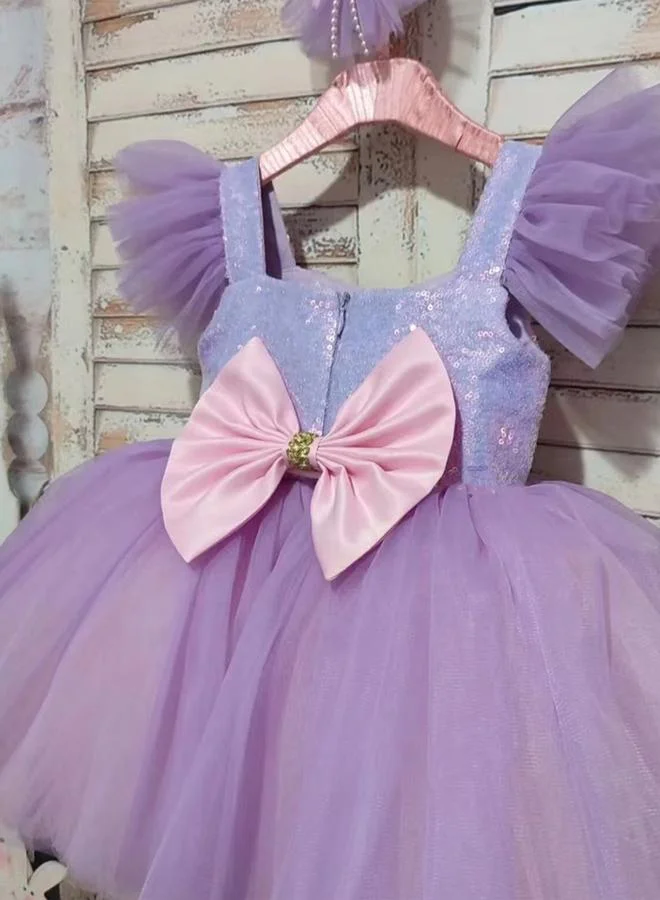 Take Two  Girls Bow Detail Ruffle Hem Mesh Princess Party Dress for Women | Best Price UAE