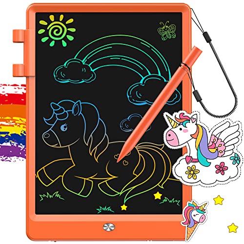 FLUESTON LCD Writing Tablet Doodle Board Toys Gifts for 38 Year Old Girls Boys 10 Inch Colorful Electronic Board Drawing Pad for Kids Christmas Gifts for Toddler Educational Learning TravelOrange - Image 1