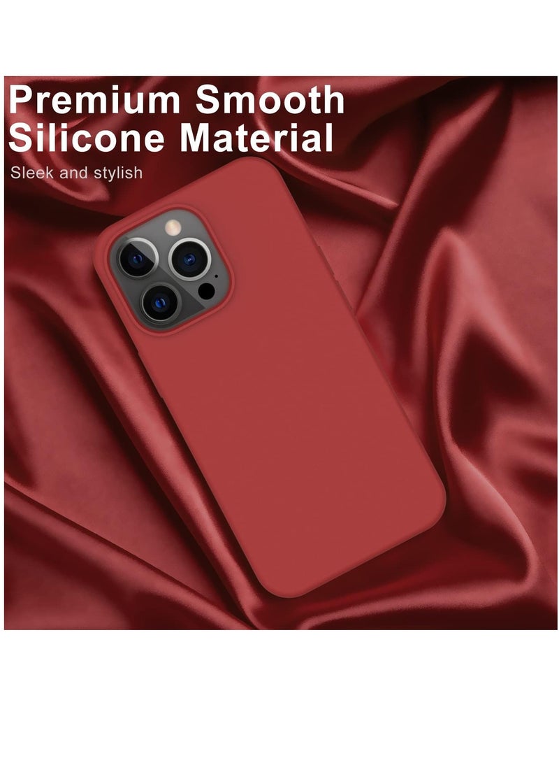 iPhone 14 Pro Max Case with Screen Protector Soft Flexible Silicone Gel Rubber Bumper Cover for Women Girls Slim Fit Shockproof Protective Phone Case for iPhone 14 Pro Max 6.7" Red