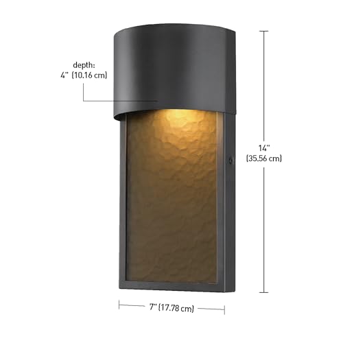 GLOBE Electric 44227 1-Light Outdoor Wall Sconce, Bronze Finish, Amber Water Glass Shade, Integrated 8.5W LED, Weather-Resistant Modern Outdoor Lighting - Image 4