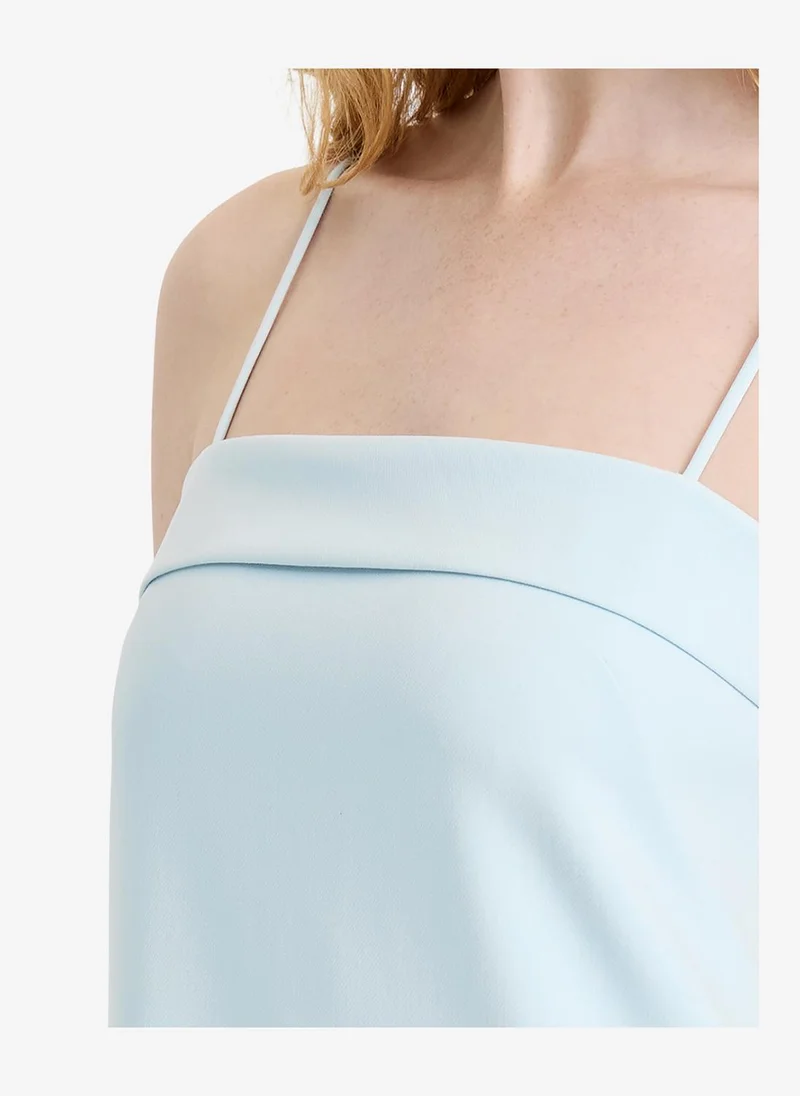 French Connection Light Dream Blue Women's Light Dream Blue Azra Twill Foldover Strappy Dress for Women | Best Price UAE