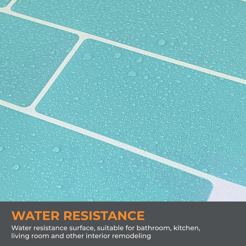 WALPLUS Premium 12 Sheets Peel and Stick Kitchen Backsplash Tile Stickers Self Adhesive Stick on Subway Tile 12" x 6" Bathroom Splashback Water Heat Resistant 3D Wall Tiles Green Glossy - Image 4