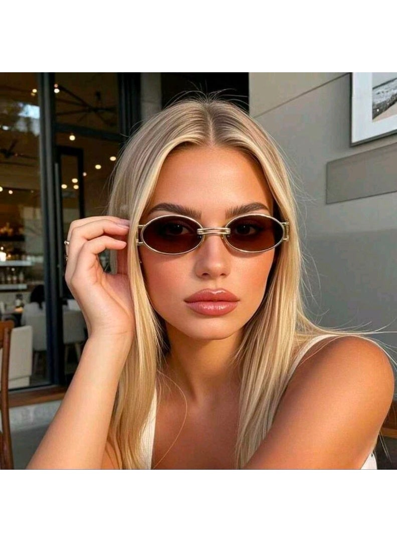 SHEIN Women's Retro Oval Classic Fashion Sunglasses - Image 4