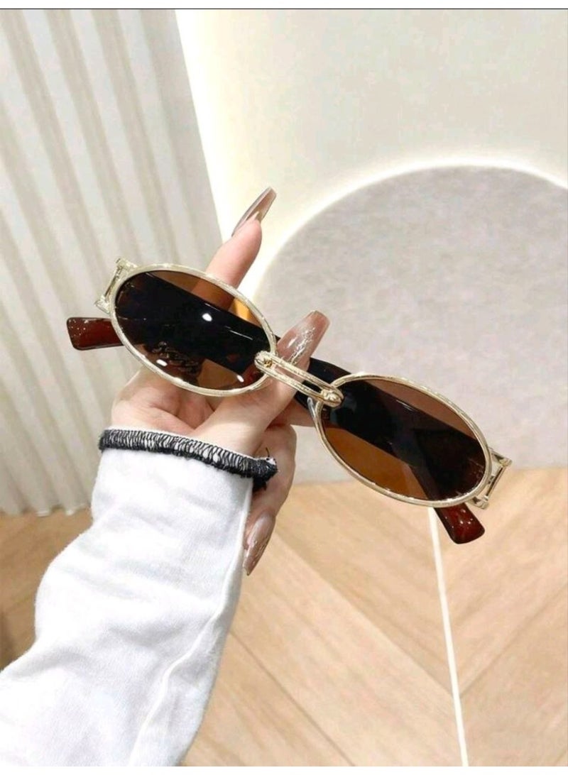 SHEIN Women's Retro Oval Classic Fashion Sunglasses - Image 3