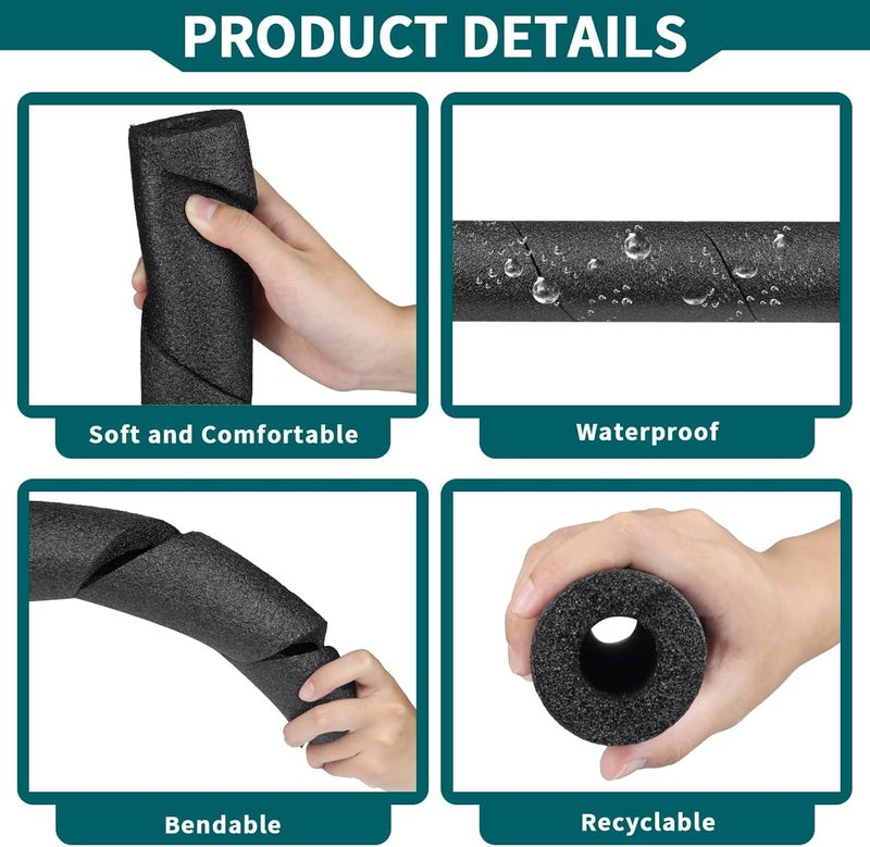 Aecsze 1 Pcs Pipe Insulation Foam Tube, 15.7 Inches Black Foam Snake Pipe Wrap Protection , Multi-Purpose Soft Foam Tubing for Swimming Pool Noodle, Water Pipes, and Winter Pipe Protectio - Image 3