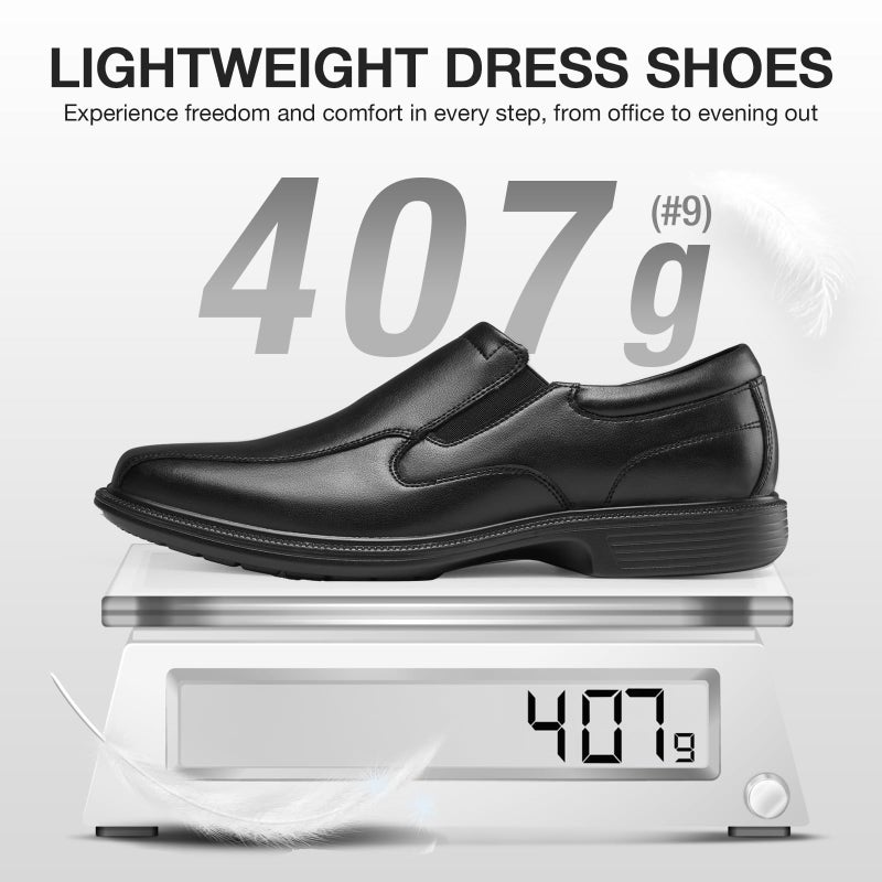 HEEZ Mens Loafers, Split Leather Oxford Dress Shoes for Men, Formal Casual Business Shoes Black - Image 5
