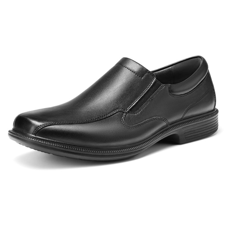 HEEZ Mens Loafers, Split Leather Oxford Dress Shoes for Men, Formal Casual Business Shoes Black - Image 1