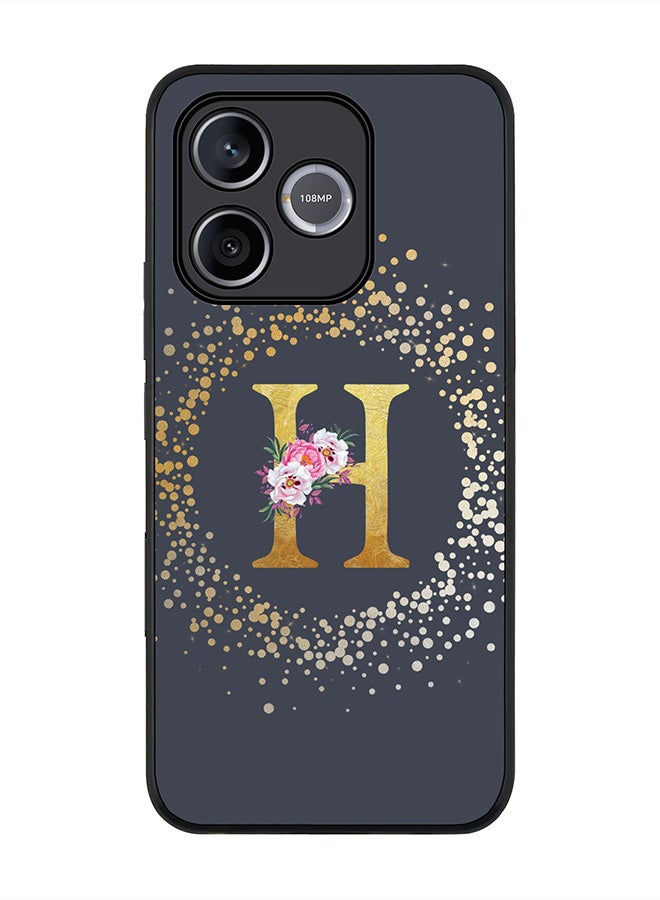 Stylizedd For Honor 600 Lite / 500 Smart / Honor X80i Case,Slim fit Camera Protection, Shockproof Thin Phone cover  - Custom Monogram Floral - H  (Grey ) - Image 1
