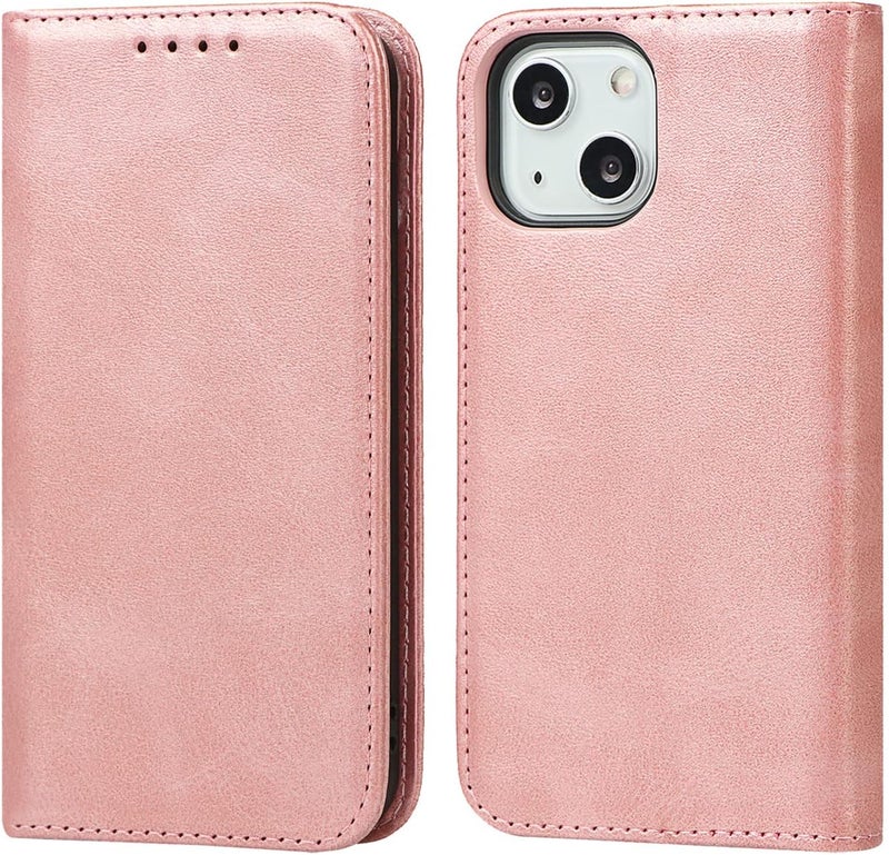 iCoverCase for iPhone 13 Wallet Case with Card Holder, PU Leather Magnetic Kickstand Feature Shockproof Protective Flip Cover Case - Rose Gold - Image 1