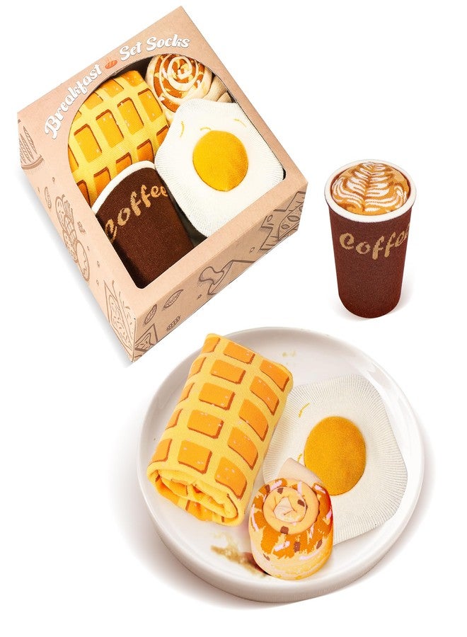 علبة جوارب إفطار مرحة للرجال والنساء والمراهقين - هدايا لمحبي القهوة، هدايا مميزة لعيد الأب، هدايا مبتكرة للأب والزوج، جوارب طعام رائعة ومجنونة - أفكار هدايا عيد الحب وأعياد الميلاد، هدايا صغيرة لعيد الميلاد - Image 1