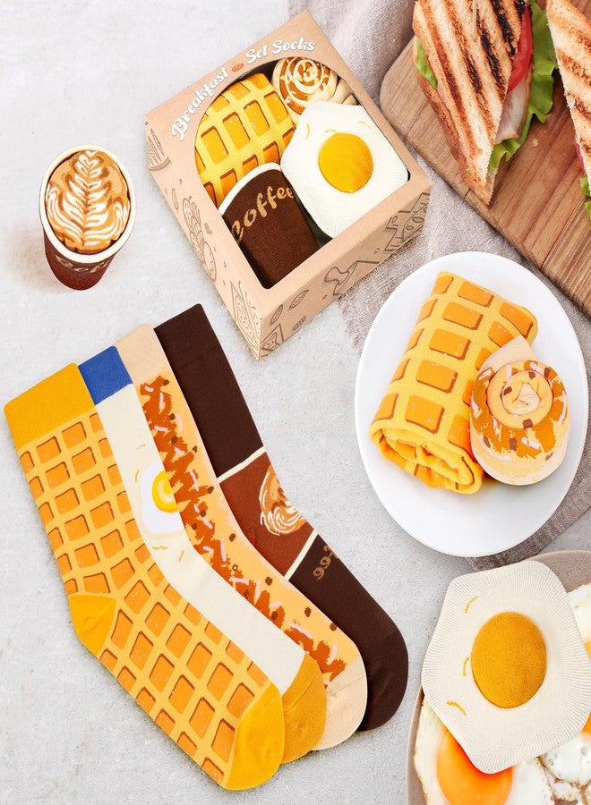 علبة جوارب إفطار مرحة للرجال والنساء والمراهقين - هدايا لمحبي القهوة، هدايا مميزة لعيد الأب، هدايا مبتكرة للأب والزوج، جوارب طعام رائعة ومجنونة - أفكار هدايا عيد الحب وأعياد الميلاد، هدايا صغيرة لعيد الميلاد - Image 3