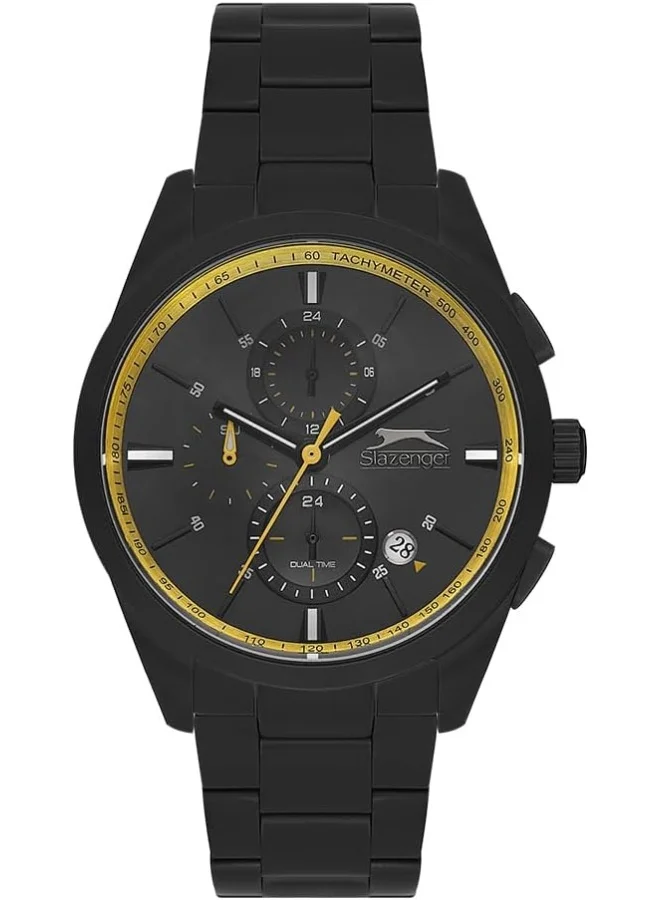 Slazenger Men'S Watch, Multi Function Display And Metal Strap - Sl.9.2215.2.05, Black