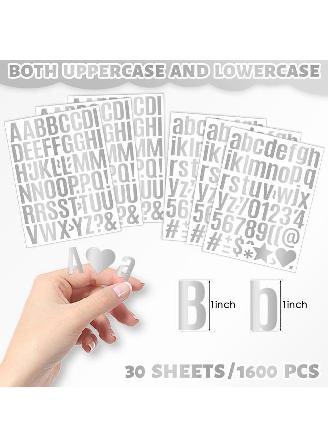 sodknow 30 Sheets Letter Stickers 1 Inch,Silver Letter and Number Vinyl Stickers Uppercase & Lowercase,Small 1 Inch Alphabet Letter Decals Waterproof Adhesive for Water Bottles Scrapbooking DIY Crafts Decor - Image 2