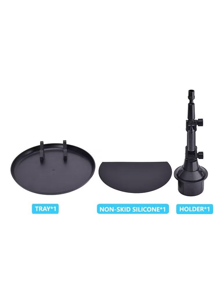 سوفام طاولة صينية سيارة قابلة للتعديل للأكل مع فتحة الهاتف والذراع الدوار الأسود - Image 3