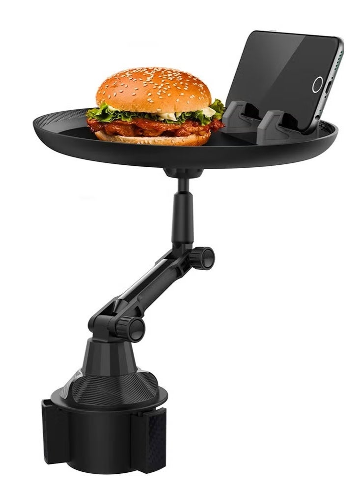 سوفام طاولة صينية سيارة قابلة للتعديل للأكل مع فتحة الهاتف والذراع الدوار الأسود - Image 1