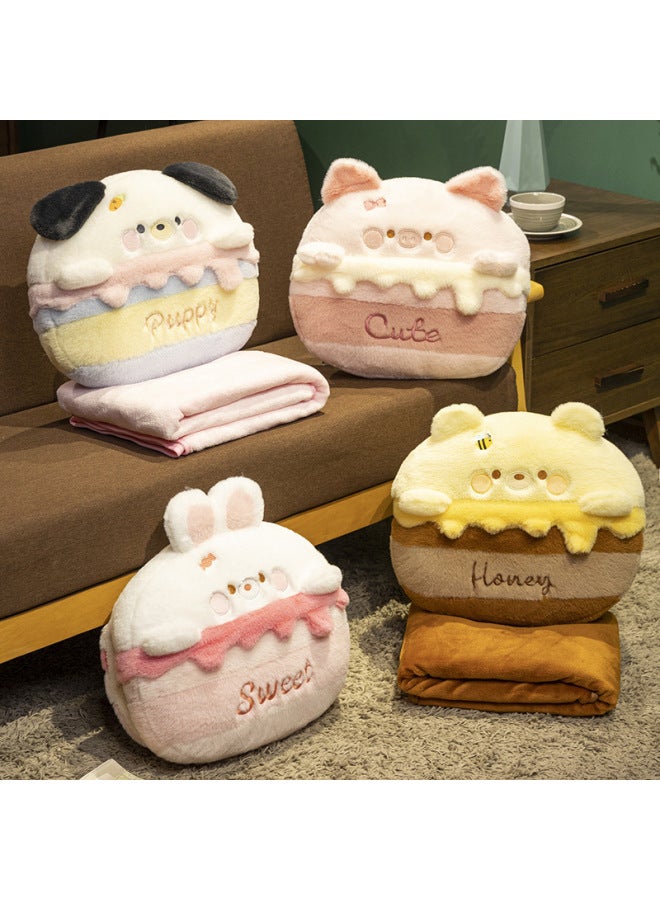 Winter Animal Pillow Blanket Three-in-one Portable Hand Warmer Classroom Office Nap Blanket Cute Cake-Specifications:Hand Warmer Pillow 40 * 30cm(0.5kg)-Color:Cake Bear - Image 2