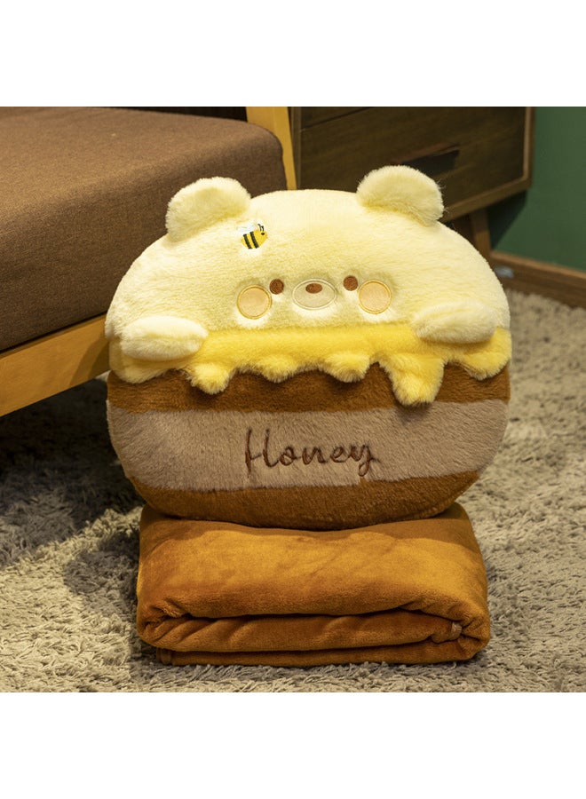 Winter Animal Pillow Blanket Three-in-one Portable Hand Warmer Classroom Office Nap Blanket Cute Cake-Specifications:Hand Warmer Pillow 40 * 30cm(0.5kg)-Color:Cake Bear - Image 1