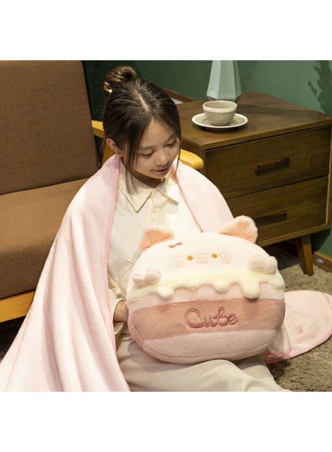 Winter Animal Pillow Blanket Three-in-one Portable Hand Warmer Classroom Office Nap Blanket Cute Cake-Specifications:Hand Warmer Pillow 40 * 30cm(0.5kg)-Color:Cake Bear - Image 4