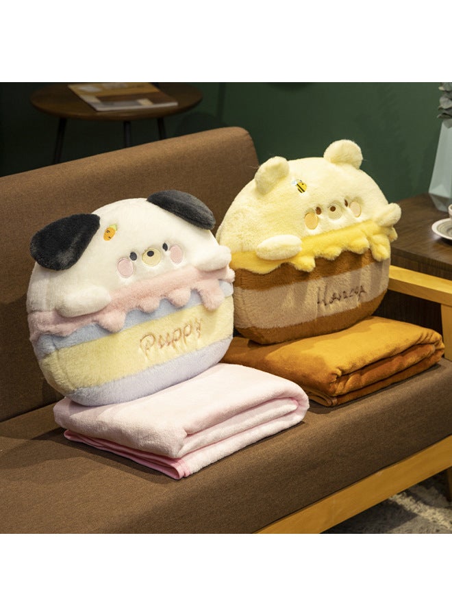 Winter Animal Pillow Blanket Three-in-one Portable Hand Warmer Classroom Office Nap Blanket Cute Cake-Specifications:Hand Warmer Pillow 40 * 30cm(0.5kg)-Color:Cake Bear - Image 3