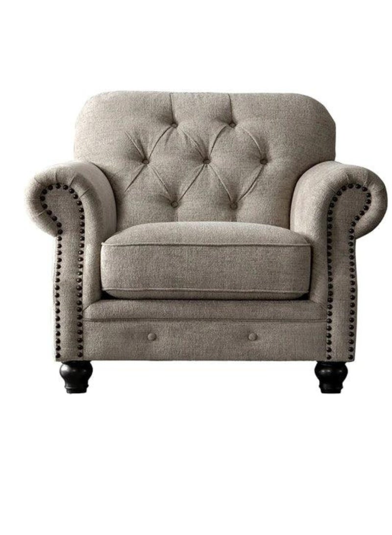 Wooden Twist Luxury Chesterfield Chenille Diamond Tufted Armchair Sofa - Image 2