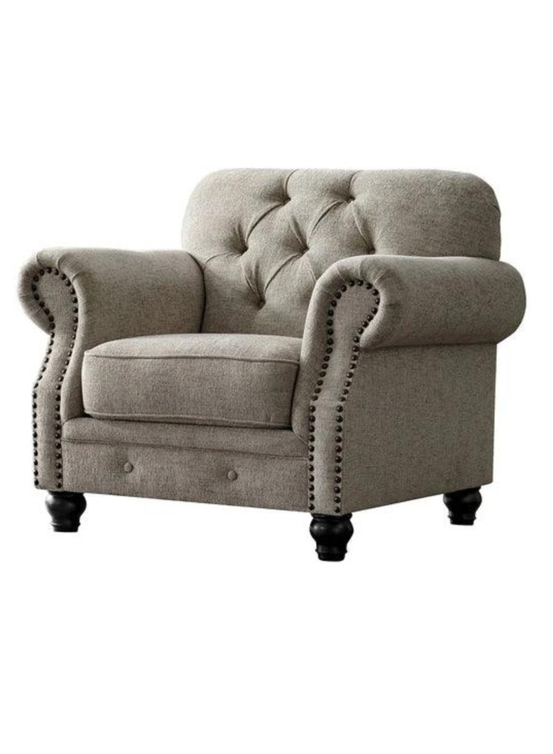 Wooden Twist Luxury Chesterfield Chenille Diamond Tufted Armchair Sofa - Image 1