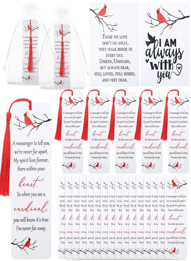Geyoga 50 Sets Funeral Favors for Guests Bulk Funeral Cardinal Memorial Bookmarks Double Side Printed Celebration of Life Decorations with Tassel Sympathy Card Organza Bag for Memorial Party Return - Image 1