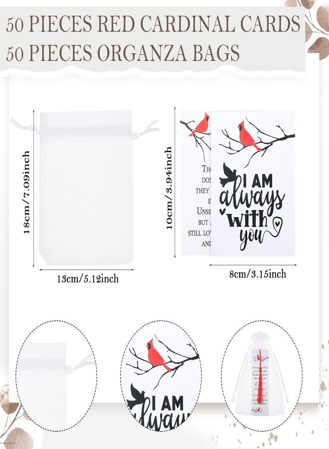 Geyoga 50 Sets Funeral Favors for Guests Bulk Funeral Cardinal Memorial Bookmarks Double Side Printed Celebration of Life Decorations with Tassel Sympathy Card Organza Bag for Memorial Party Return - Image 3