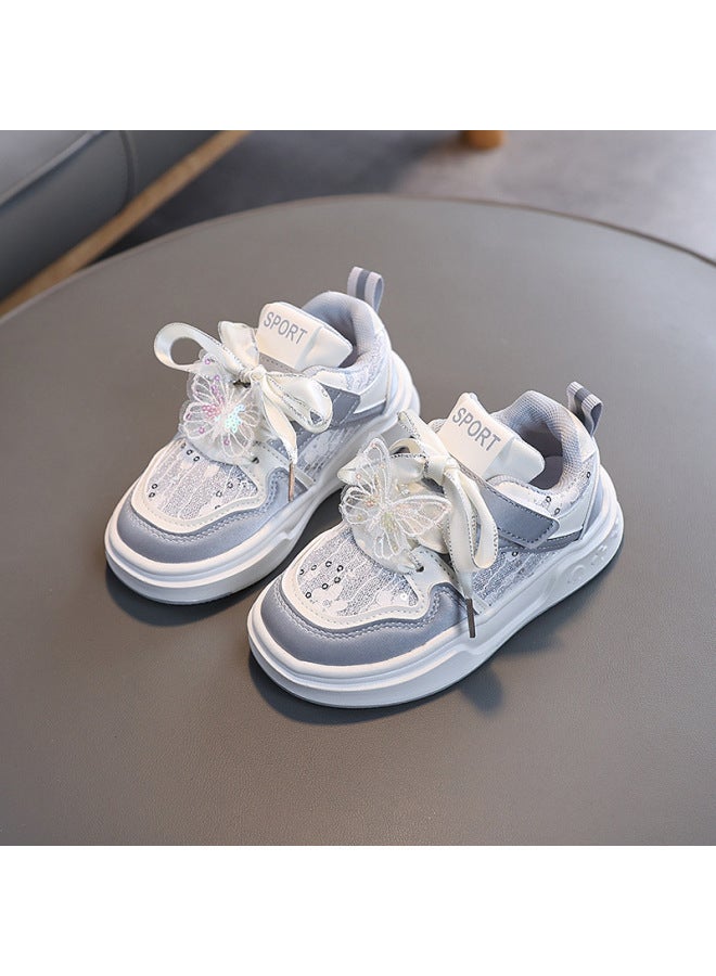 Girls' Butterfly Sneakers  Spring New Style Kidsren's Soft-soled Non-slip Casual Shoes Baby Korean Style Princess Shoes Trendy