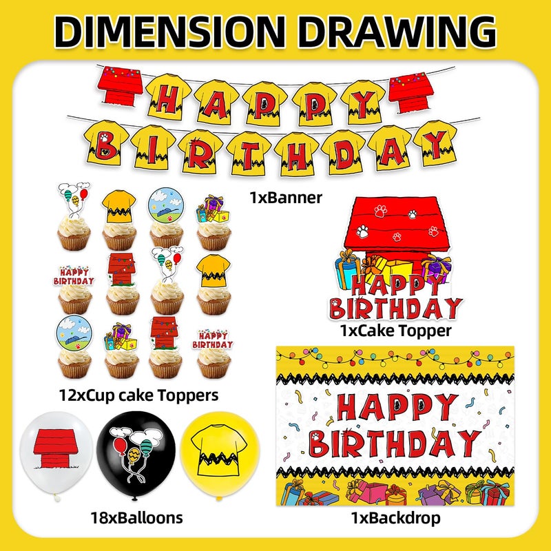 Ailimy 42Pcs Cartoon Dog Red House Birthday Party Supplies Puppy Baby Shower Decorations Disposable Birthday Banner, Cake Toppers, Balloons Cute Dog Anime Theme Red House Party Decorations - Image 3