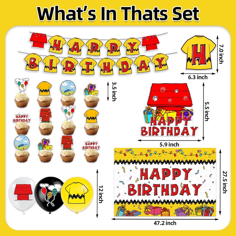 Ailimy 42Pcs Cartoon Dog Red House Birthday Party Supplies Puppy Baby Shower Decorations Disposable Birthday Banner, Cake Toppers, Balloons Cute Dog Anime Theme Red House Party Decorations - Image 2