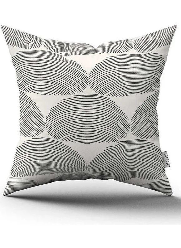 Cango Home Double Sided Cream Black Bohemian Scandinavian Geometric Digital Printed Throw Pillow Cover CGH1215