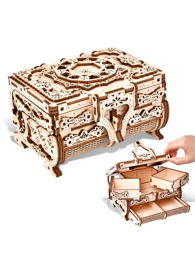 Varbertos 3D Wooden Puzzle Mechanical Treasure Box, Wood Creative Assembly Model Building Kits to Build for Adults and Teens, DIY Wooden Puzzle Hobbies Projects Gift for Women and Kids - Image 1