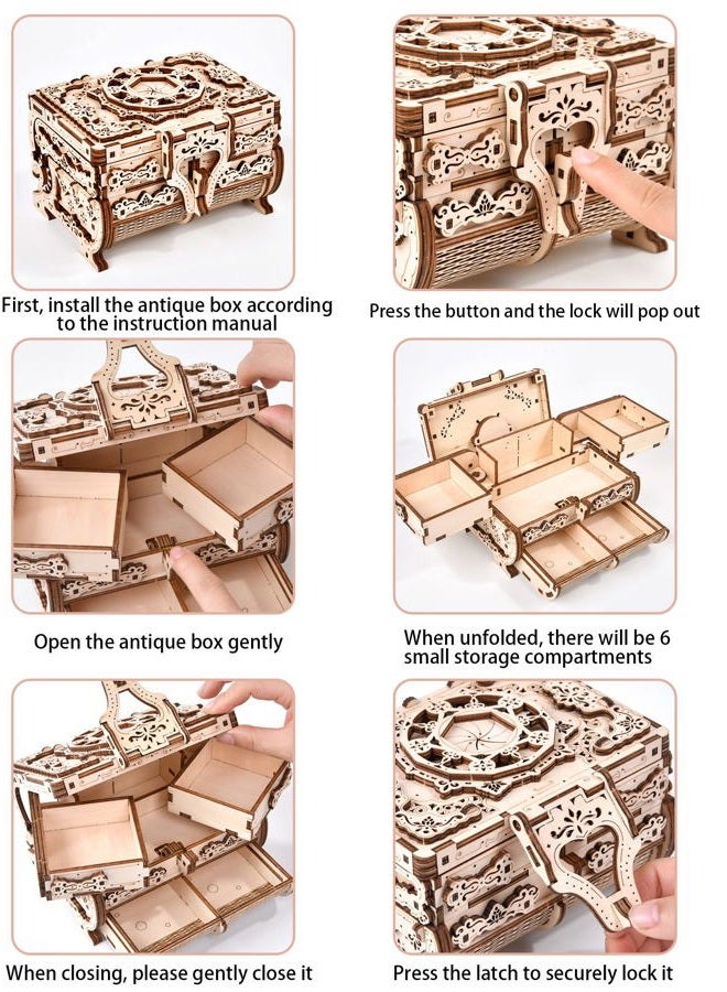 Varbertos 3D Wooden Puzzle Mechanical Treasure Box, Wood Creative Assembly Model Building Kits to Build for Adults and Teens, DIY Wooden Puzzle Hobbies Projects Gift for Women and Kids - Image 3