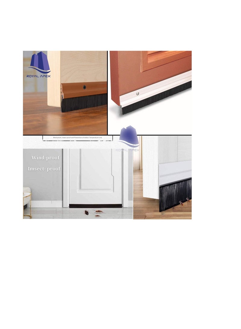 Door Bottom Brush & Rubber Seal with Screw for Exterior/Interior Doors, Insulation Door Seal Sound Proof Under Door Draft Blocker- Keeping Noise Repellent & Dust (90cm, Rubber White)  - Image 3