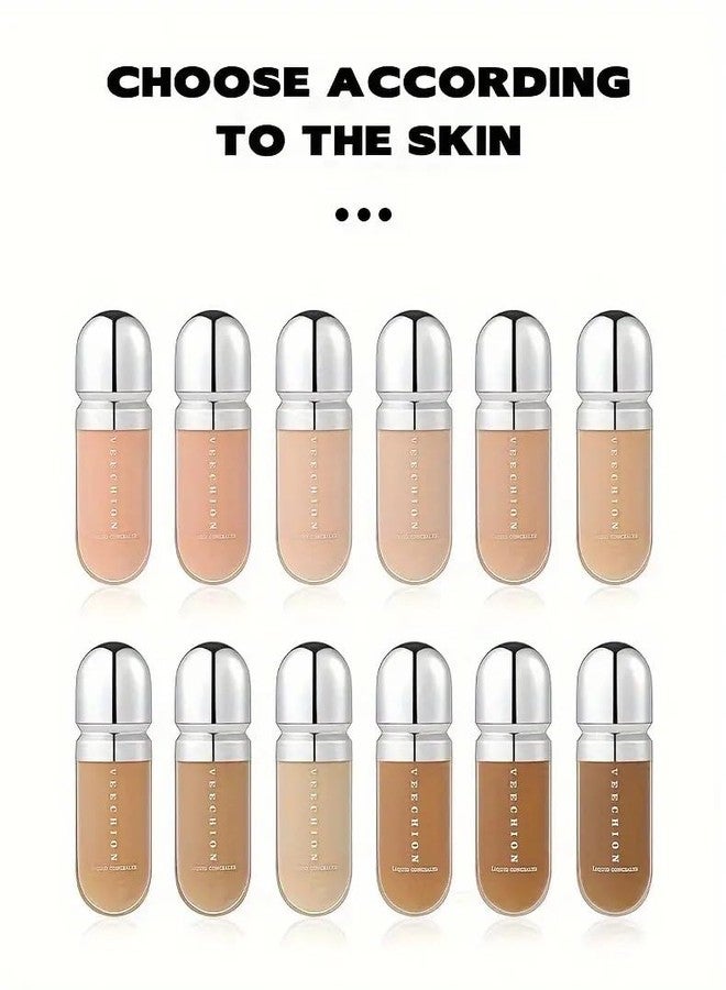 12-Shade Full Coverage Long Lasting Concealer, Waterproof Liquid Foundation For All Skin Types, Matte Finish, Buildable Coverage (6, 8ml) - Image 3