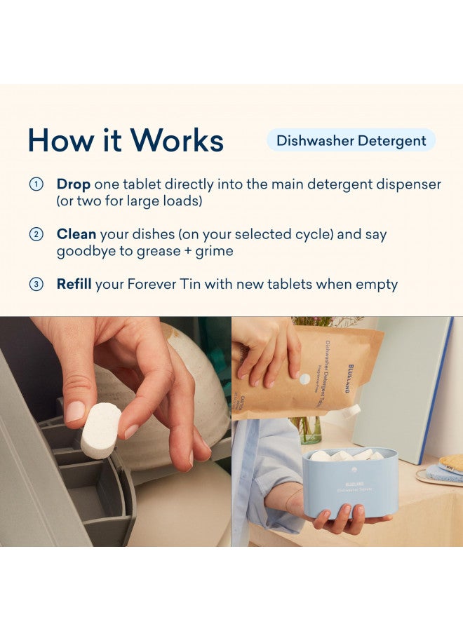 BLUELAND Dishwasher Detergent Tablet Refill 1 Pack - Plastic-Free & Eco Friendly Alternative to Liquid Pods or Sheets - Natural, Sustainable - 60 Washes