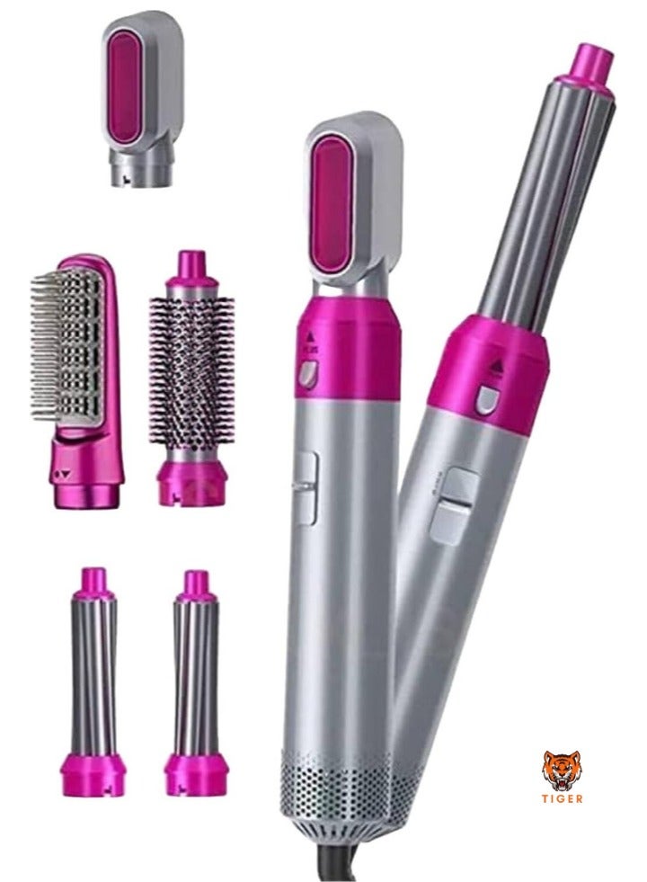 TIGER 5-in-1 Hot Air Brush for Styling, Volumizing, Drying, and Curling (Silver Purple) - Image 1