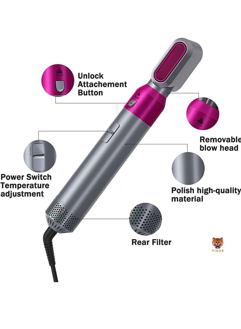 TIGER 5-in-1 Hot Air Brush for Styling, Volumizing, Drying, and Curling (Silver Purple) - Image 5