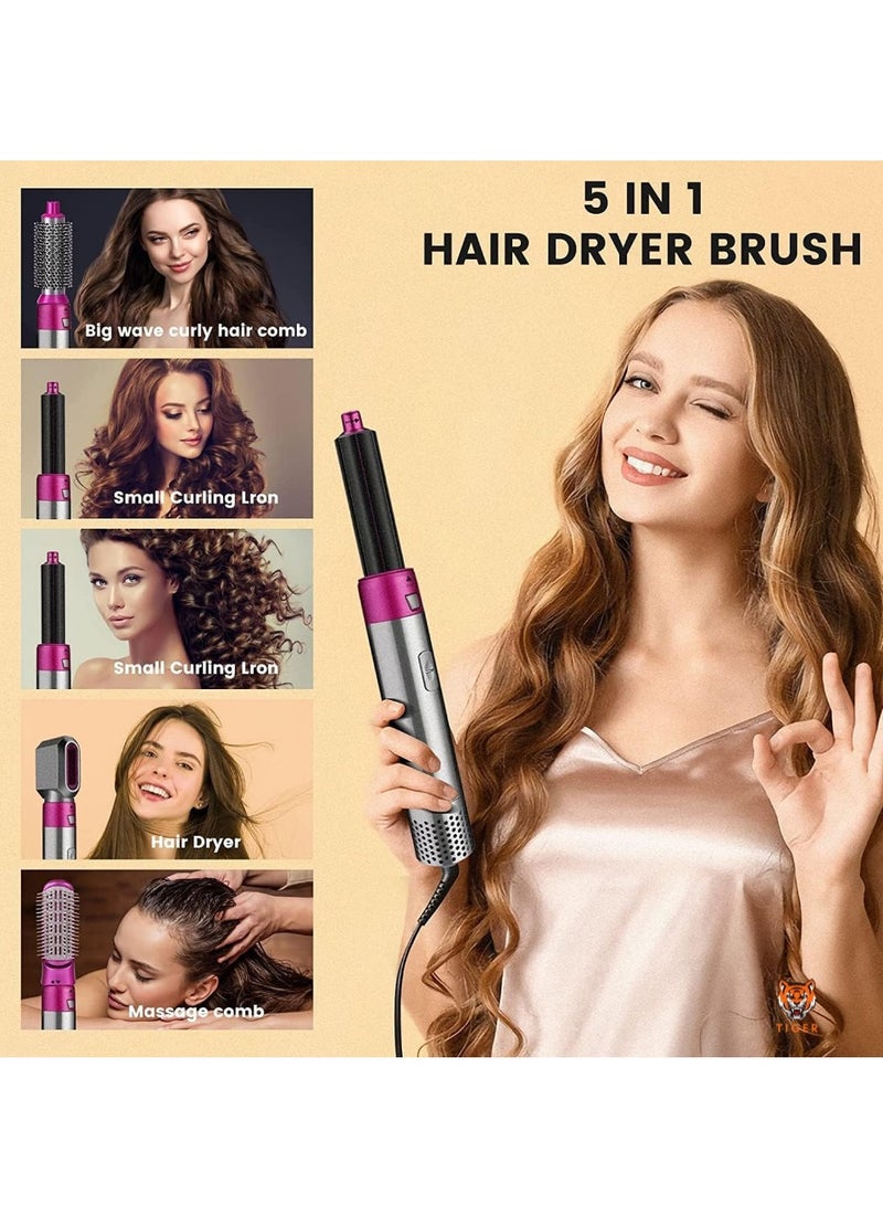 TIGER 5-in-1 Hot Air Brush for Styling, Volumizing, Drying, and Curling (Silver Purple) - Image 3