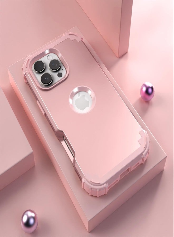 اي دي ويل جراب IDweel لهاتف iPhone 16 Pro Max مع واقي شاشة للنساء، 3 في 1 مقاوم للصدمات، نحيف، هجين، متين، مصنوع من البولي كربونات الصلب، مع واقي من السيليكون الناعم، جراب كامل للجسم مضاد لبصمات الأصابع، لون ذهبي وردي - Image 3