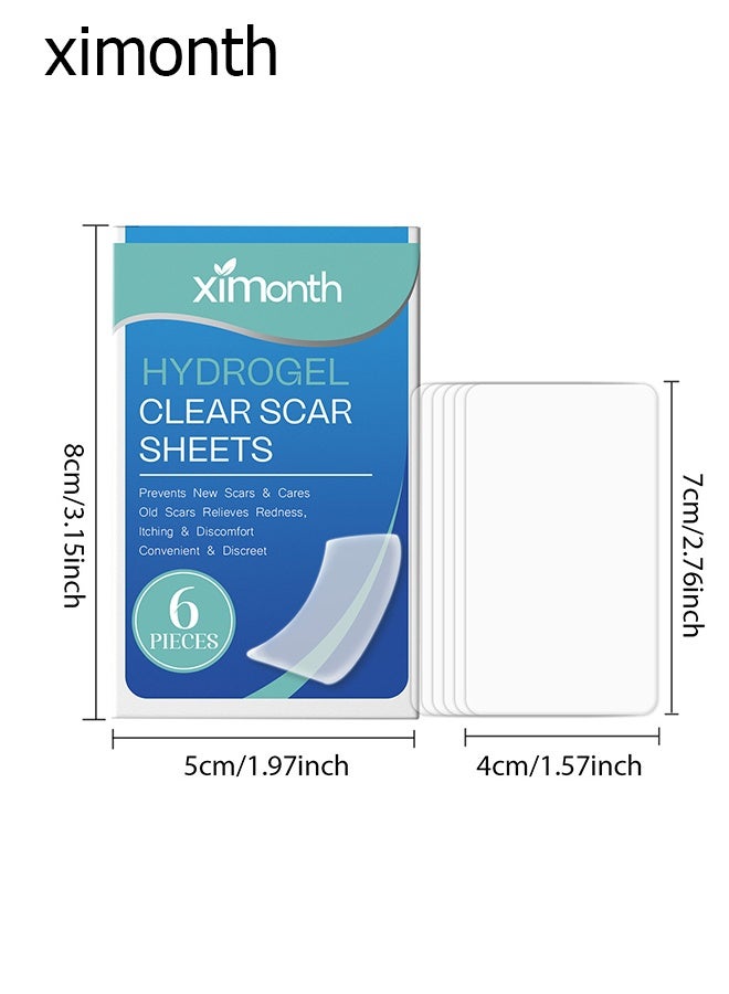 Ximonth Advanced Clear Silicone Scar Sheets - Medical Grade Silicone Strips (1.57" x 2.76") Scar Treatment And Prevention For Surgical, Burn, Body, Hypertrophic And Keloid Scar Treatment - 6 Clear Sheets - Image 2