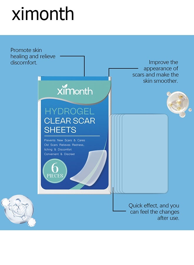 Ximonth Advanced Clear Silicone Scar Sheets - Medical Grade Silicone Strips (1.57" x 2.76") Scar Treatment And Prevention For Surgical, Burn, Body, Hypertrophic And Keloid Scar Treatment - 6 Clear Sheets - Image 5