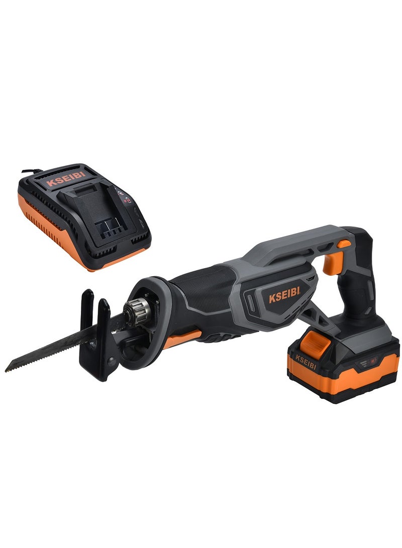 KSEIBI KSA 20V-80, 20V Cordless Reciprocating Saw, 100MM, 1 Battery 201C, Variable Speed, Tool-free Blade Change, Power Reciprocating Saws with Saw Blades for Wood, Metal, Plastic, Soft Metal Cutting.  - Image 1